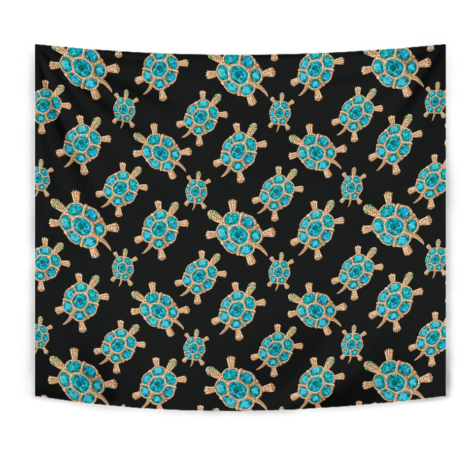 Sea Turtle Blue Stone Pattern Wall Tapestry