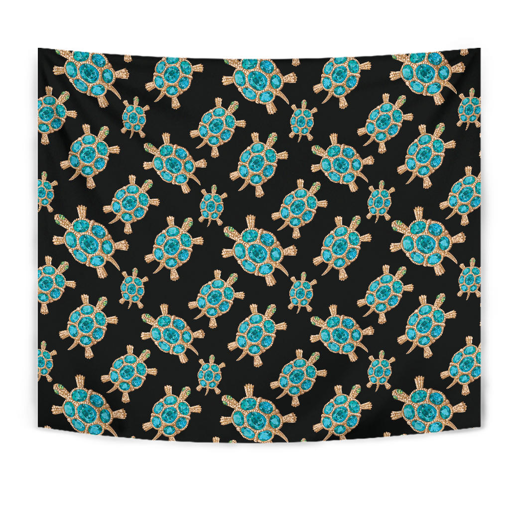 Sea Turtle Blue Stone Pattern Wall Tapestry