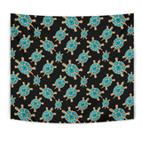 Sea Turtle Blue Stone Pattern Wall Tapestry