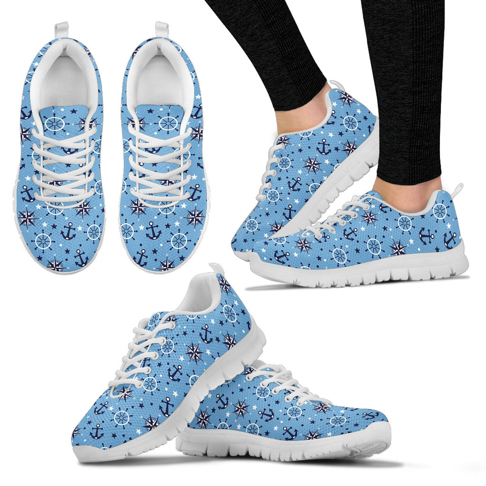 Anchors Rudder Compass Star Nautical Pattern Women'S Sneaker Shoes