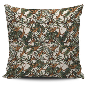 Monkey Tropical Leaves Background Pillow Cover