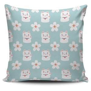 Maneki Neko Lucky Cat Sakura Pillow Cover