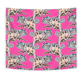 Chameleon Lizard Pattern Pink Background Wall Tapestry