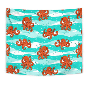 Octopuses Sea Wave Background Wall Tapestry