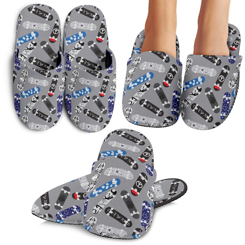 Skate Board Pattern Print Design 03 Slippers