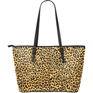 Leopard Skin Print Large Leather Tote Bag