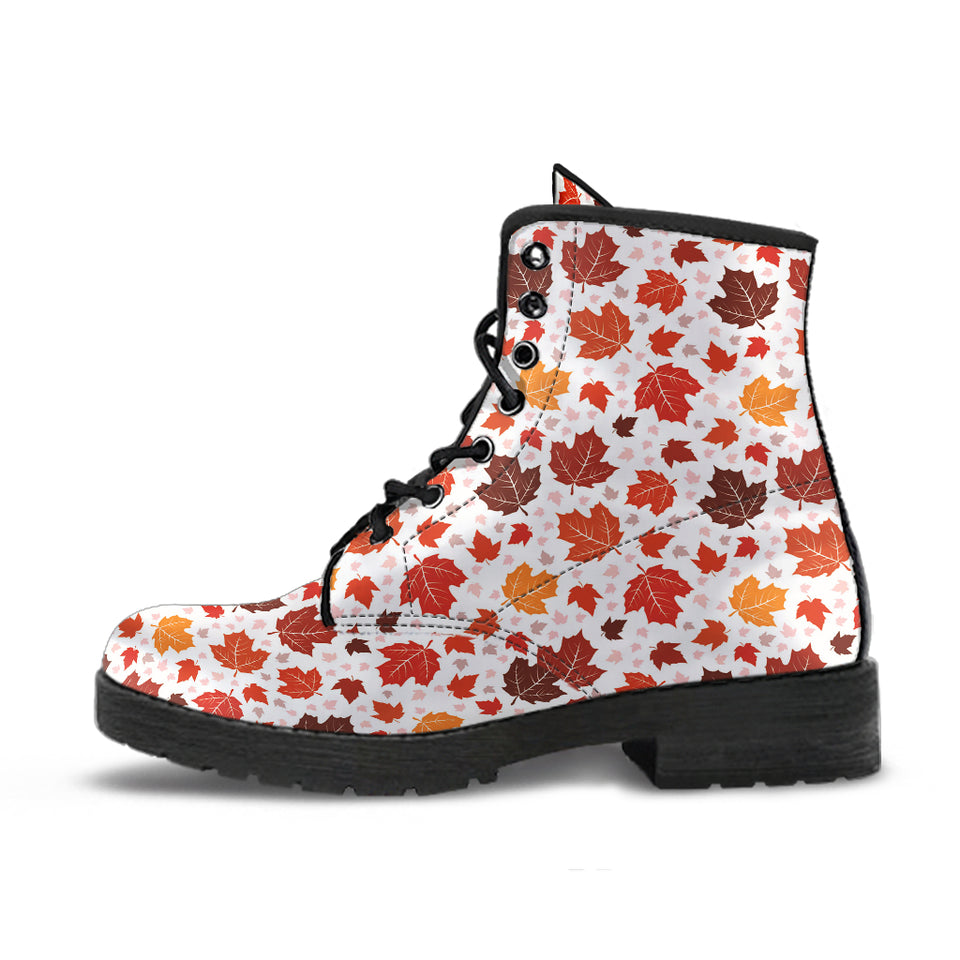 Colorful Maple Leaf Pattern Leather Boots