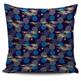 Blue Japanese Pattern Cloud Wave Flower Pillow Cover