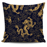 Gold Dragon Pattern Pillow Cover