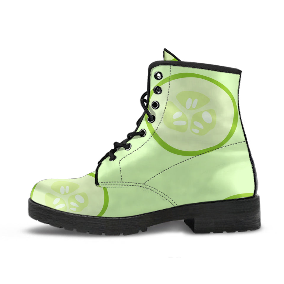 Cucumber Pattern Leather Boots