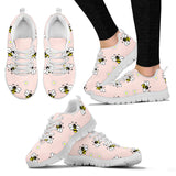 Cute Bee Flower Pattern Pink Background Women'S Sneaker Shoes