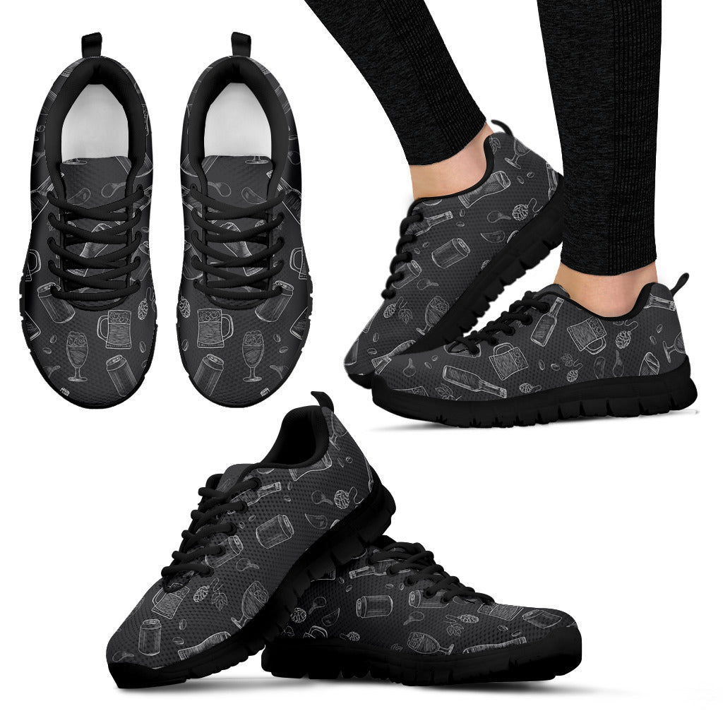 Beer Hand Drawn Pattern Women'S Sneaker Shoes