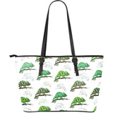 Chameleon Lizard Pattern Large Leather Tote Bag
