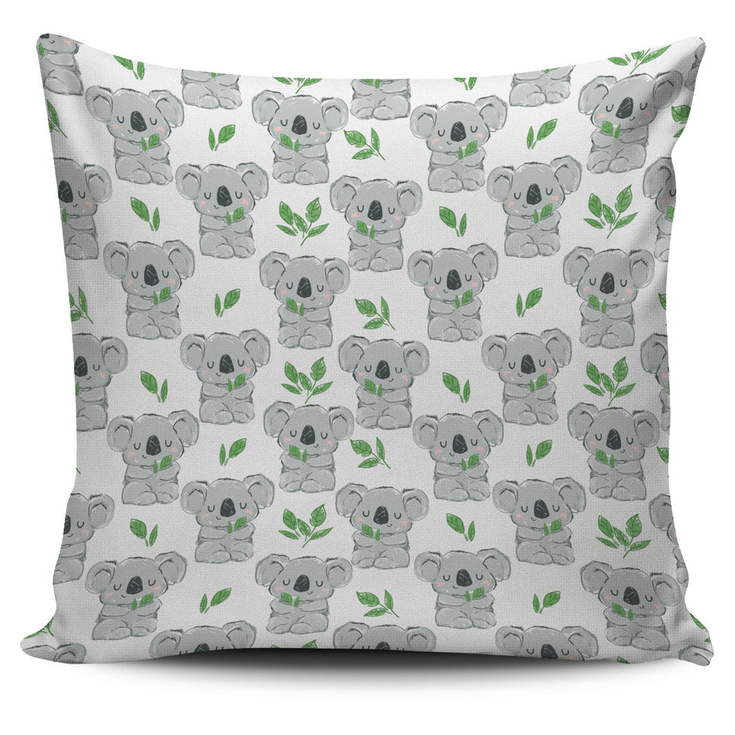 Hand Drawn Koala Leaves Pattern Pillow Cover