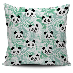 Panda Pattern Tropical Leaves Background Pillow Cover