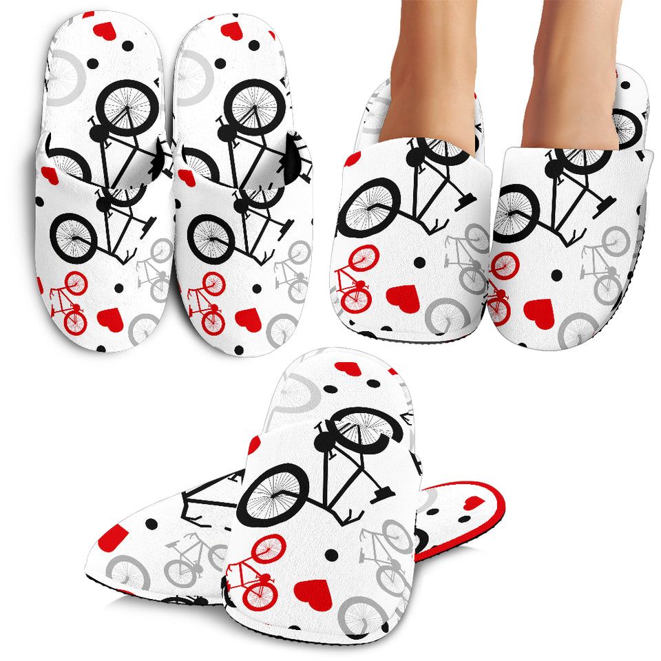 Bicycle Pattern Print Design 04 Slippers