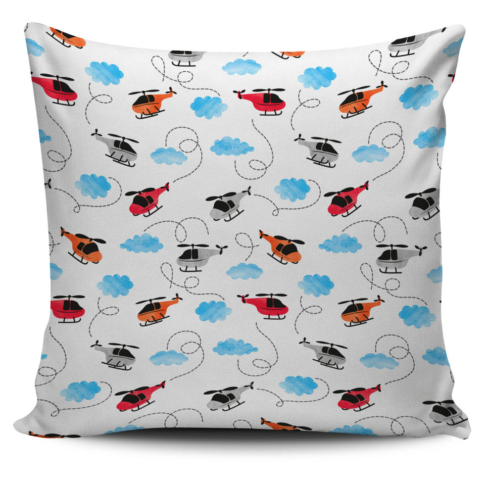 Watercolor Helicopter Cloud Pattern Pillow Cover
