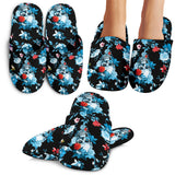 Skull Flower Roses Leave Pattern Slippers