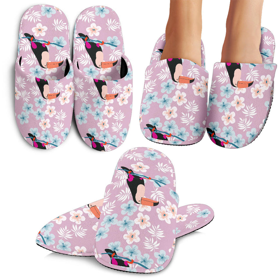 Beautiful Toucan Flower Leaves Slippers