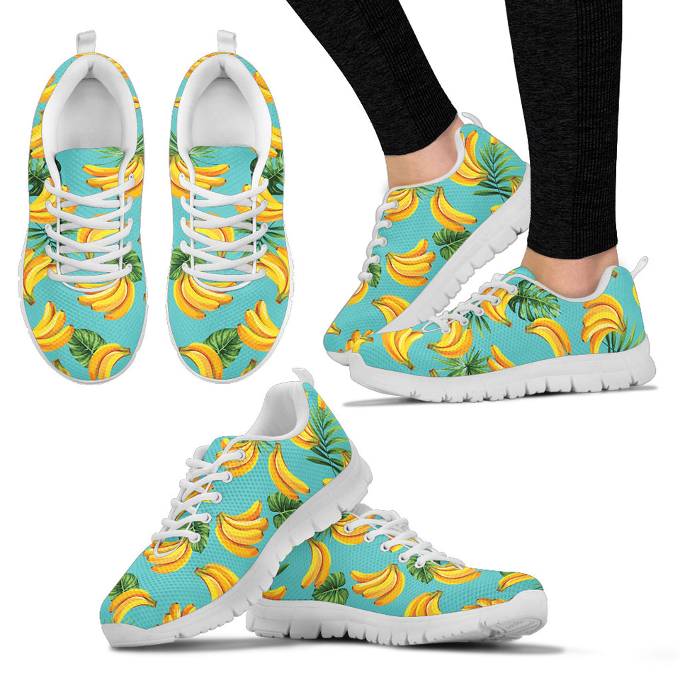 Banana Palm Leaves Pattern Background Women'S Sneaker Shoes