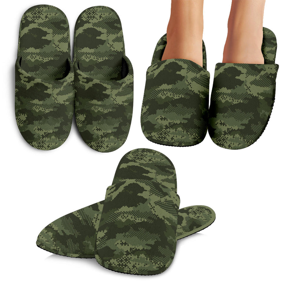 Digital Green Camo Camouflage Pattern Slippers