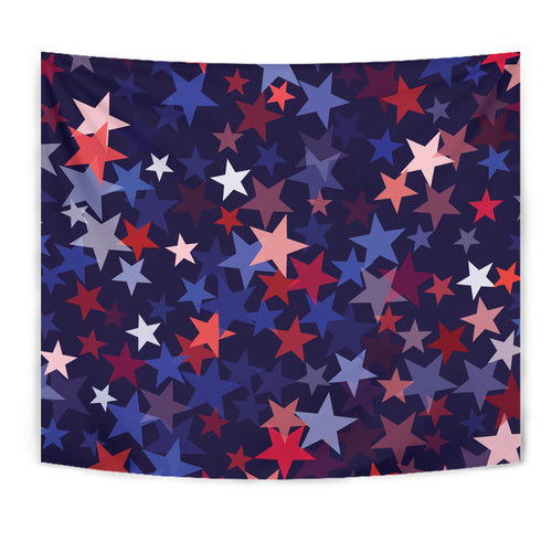 Red Blue Star Pattern Wall Tapestry