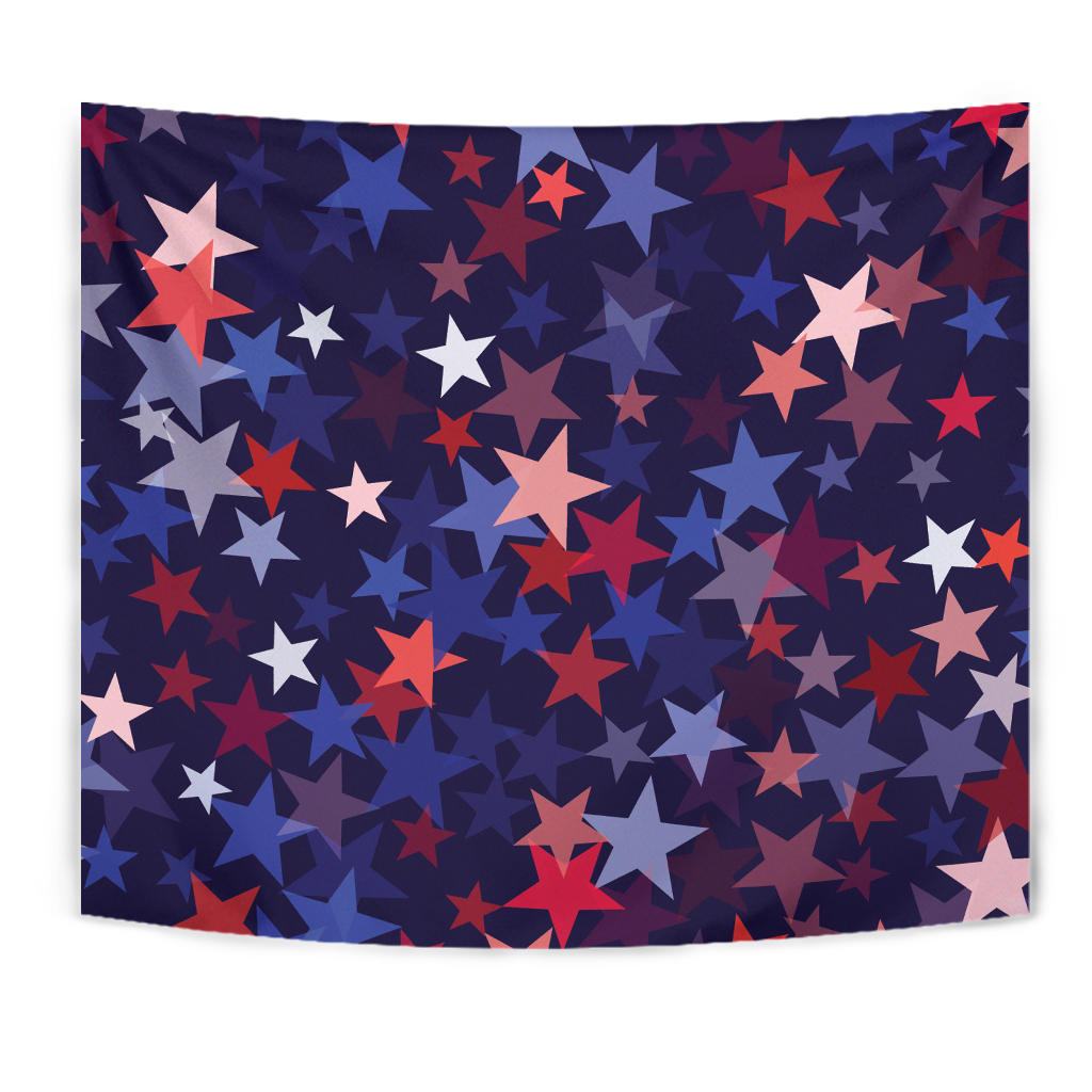 Red Blue Star Pattern Wall Tapestry