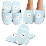 White Cute Pomeranian Pattern Slippers