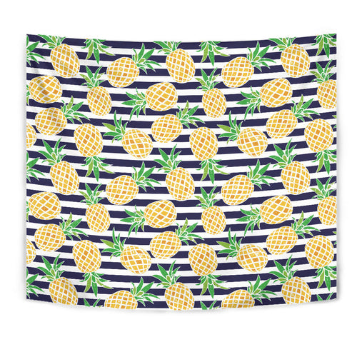 Pineapples Pattern Striped Background Wall Tapestry