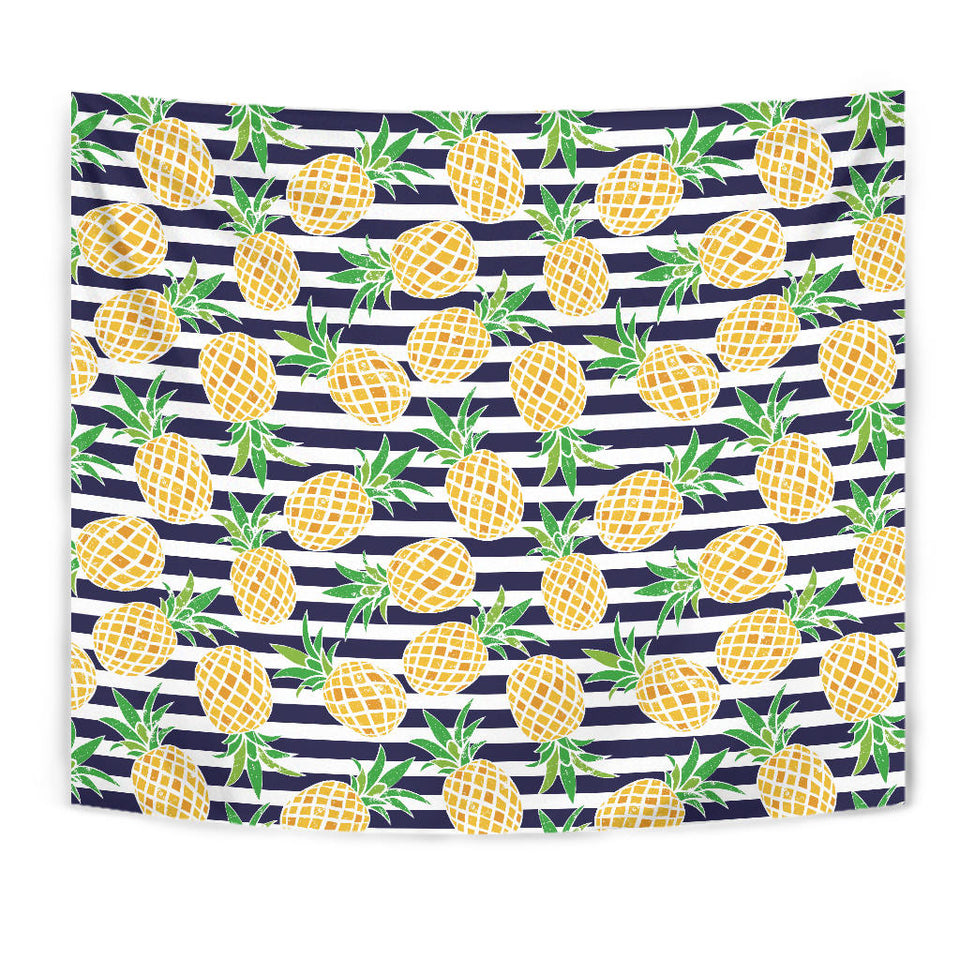Pineapples Pattern Striped Background Wall Tapestry
