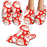 Cute Maneki Neko Lucky Cat Red Background Slippers