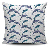 Dolphins Pattern Dotted Background Pillow Cover