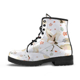 Beautiful Japanese Cranes Pattern Leather Boots