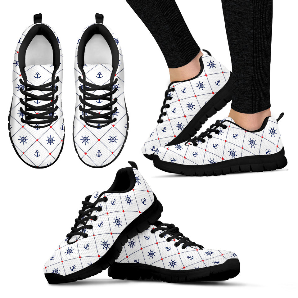 Anchor Rudder Nautical Design Pattern Women'S Sneaker Shoes