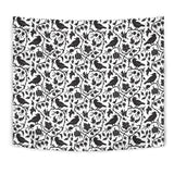Crow Dark Floral Pattern Wall Tapestry