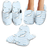 Dolphin Blue Striped Background Slippers
