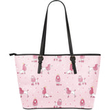 Poodle Dog Pink Color Theme Large Leather Tote Bag