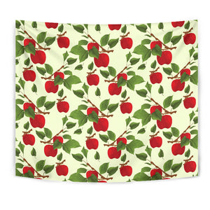 Red Apples Leaves Pattern Wall Tapestry