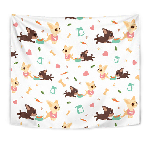 Cute Chihuahua Puppie Pattern Wall Tapestry
