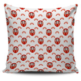 Daruma Japanese Wooden Doll Design Pattern Pillow Cover
