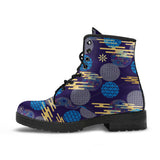 Blue Japanese Pattern Cloud Wave Flower Leather Boots