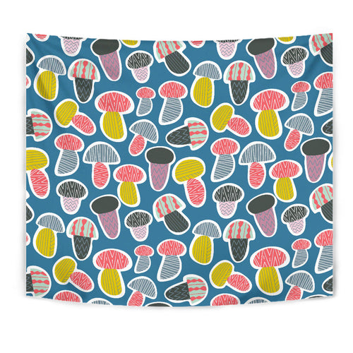 Colorful Mushroom Design Pattern Wall Tapestry