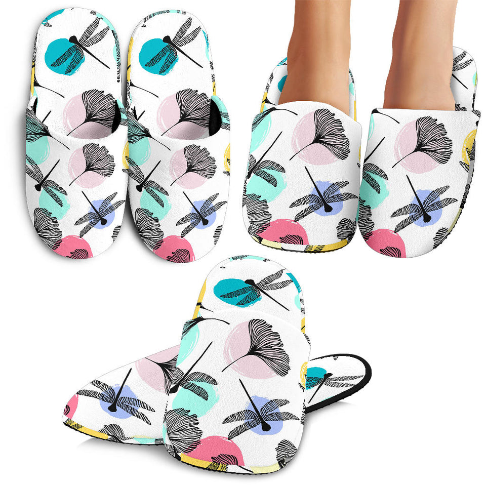 Dragonflies Ginkgo Leaves Pattern Slippers