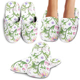 Beautiful Pink Lotus Waterlily Leaves Pattern Slippers
