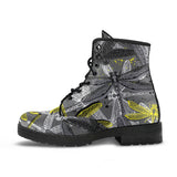 Hand Drawn Dragonfly Pattern Leather Boots