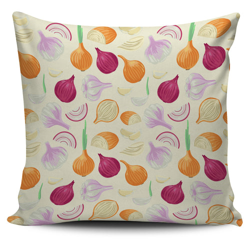 Onion Garlic White Red Pattern Pillow Cover