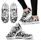 Black White Camo Camouflage Pattern Women'S Sneaker Shoes