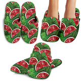 Watermelons Tropical Palm Leaves Pattern Background Slippers