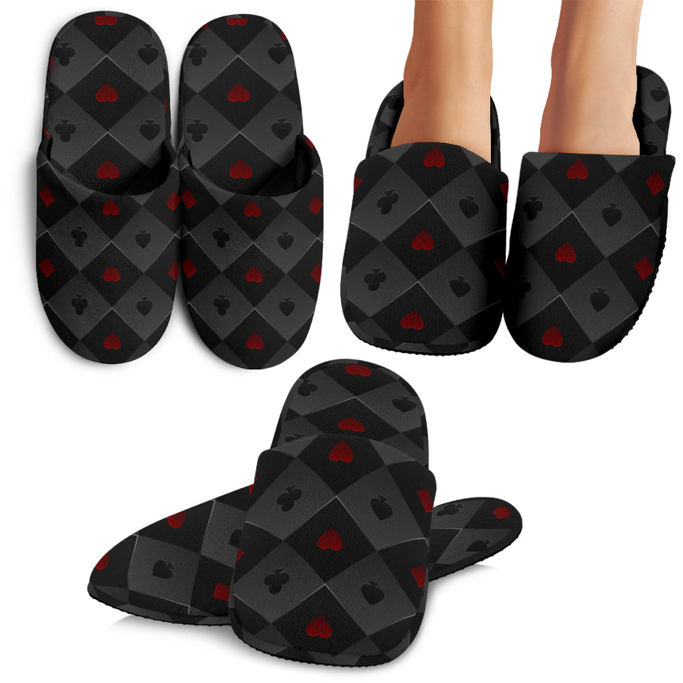 Casino Cards Suits Pattern Print Design 05 Slippers