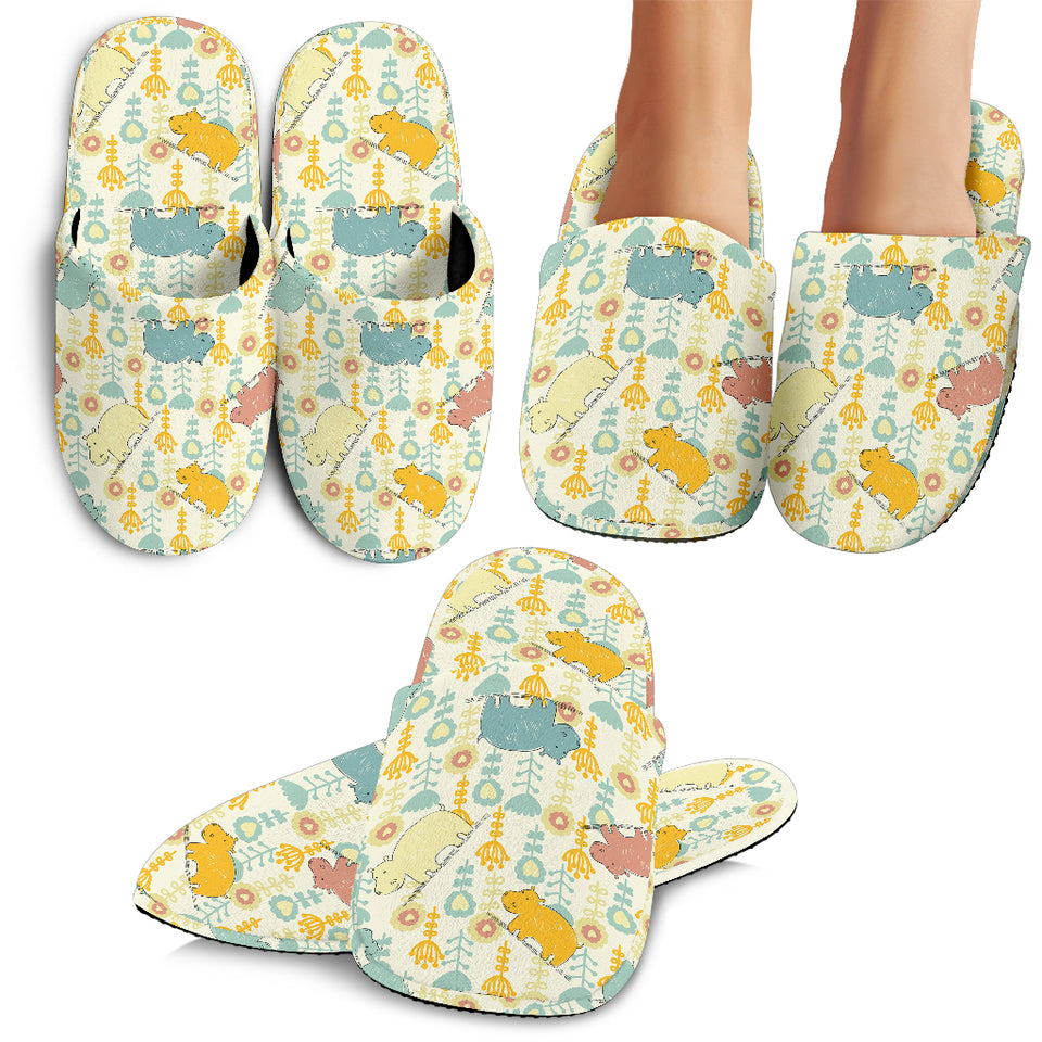 Hippopotamus Pattern Print Design 04 Slippers